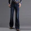 Herr jeans icpans herrar blossade för män boot cut ben fit classic stretch denim flare bootcute manlig mode byxor269c