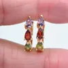 Hoop Earrings Women Gold Color Fashion Multicolor Cubic Zirconia CZ Teardrop Huggie Wedding Gift