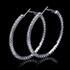 Hoop & Huggie Fashion Ladies 50mm Bridal Silver Color Crystal Diamante Rhinestone Round Earrings For Women Wedding Prom Accessorie272T