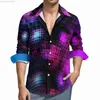 Herren Freizeithemden Disco Ball Mehrfarbiges Hemd Herbst Zweifarbiger Druck Freizeithemden Männer Trendige Blusen Langarm Benutzerdefinierte Streetwear Tops Große Größe L230721