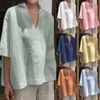 T-shirt pour femmes Tops Casual Coton Lin Été Tshirt Vêtements Vêtements de mode élégants Streetwear V Neck Tees Chemises pour Bastet 230721