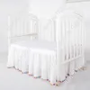 Bed Skirt Baby Kids Crib Bed Skirt with Pompoms Home Bedding Bed Cover Children Bed Skirt Couvre Lit Bedroom Bedspread Bedsheet 230720