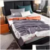 Decken, superweich, warm, Veet 100 % Brokat-Decke, Buchstabe, Designer-Jacquard-Bettlaken, tragbar, für Zuhause, Sofa, Er, Drop-Lieferung, Gartentext, Dhu2Z