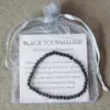 MG0010 Whole 4 mm A Grade Black Tourmaline Bracelet Mini Gemstone Black Bracelet Womens Energy Protection Jewelry275I