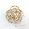 Broches Big Imitation Pearl Camellia Flower Crystal Broche Bijoux Pour Femmes