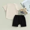 Conjuntos de roupas CitgeeSummer Kids Toddler Boy Outfits Manga curta Couro Bolso Camiseta Shorts Conjunto de roupas casuais