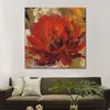 Contemporary Canvas Wall Art Fiery Dahlias Ii Handmade Modern Decor for Hotel Room Decor