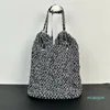 2023-Designer Tote Bag Vintage Knitting Shopping Shoulder Bags Hand Hollow Out Hobo Bag Silver Hardware Strap Strap Handbags Front Leather Wallet