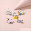 Pins Brooches Science Res Enamel Cute Cartoon Beaker Measuring Cup Pins Chinese Bear Metal Badges Bag Clothes Pin Up Jewelry Gift F Dhc48