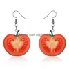 Dangle Chandelier Fruit Earrings Food Stberry Drop For Women Girl Female Acrylic Watermelon Earring Tomato Kiwi Orange Jewelry Gif Dhiq4