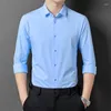 Herrenhemden 2023 Stretch Anti-Falten Langarm für Männer Slim Fit Social Business Bluse Weißes Hemd