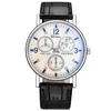 Tre ögon Flat Watch Quartz Classic Fashion Mens Wristwatch212G