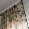 Cortinas de janela de sacada para cozinha sala de estar quarto decoração de casa estilo americano linho de algodão verde pinha impressão