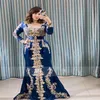 Элегантное марокканское кафтан вечернее платье формальные платья для вечеринок голубые кружевные аппликации Алжирский дубай исламский мусульманин Русалка