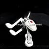 S925 Sterling Silver I Love Music Guitar Dangle Charm Bead with Red Enamel Fits 유럽 판도라 보석 팔찌 목걸이 Pen212d