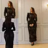 little black dress tealength 3d floral evening dresses with long sleeve yousef aljasmi lace arabic occasion prom gowns243a