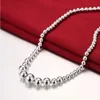 Lady's Sterling Verzilverd Grote en kleine kralen ketting GSSN195 mode mooie 925 zilveren plaat sieraden kettingen chain204g