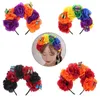 Exaggerated Halloween Hair Hoop Simulation Colorful Butterfly Big Red Peony Flower Headband Crown Festive Headpiece