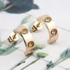 Hoop Earrings RUIYI Fashion Luxury Jewelry Men C-shaped Crystal Top Love Titanium Steel Women Senior Gifts