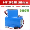 Free customs taxes High quality DIY 24 volt li-ion battery pack with charger and BMS for 24v 100ah e-bike lithium battery pack