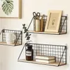 Metal Wall Shelf No punching Mounted Storage Rack for Bedside bedroom wall Shelf Hanging basket shelves for wall C1003260U