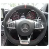 Pour Benz AMG C63S haute qualité cousu à la main anti-dérapant daim noir fil rouge bricolage volant Cover230i