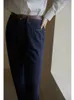 Women's Jeans Woman Dark Blue High Waist Straight-leg Jean Women Solid Vintage Cotton Colorfast Denim Trousers