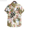 Men's Casual Shirts Mens White Hawaiian Floral Shirts Hipster Slim Fit Short Sleeve Beach ha Shirt Men Harajuku Streetwear Casual Chemise Homme L230721