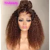 Indian Human Hair 4X4 Lace Wig Kinky Curly 1B 30 Ombre Two Tones Color 10-32inch Yirubeauty Whole 180% Density 210%246p