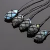 Pendant Necklaces Dragons Heart Labradorite Necklace Natural Stone Wrap Braid Yoga Macrame Men Women Jewelry2888