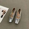 Dress Shoes Bailamos Women Fashing Silver Flats Ballerina Shoes Round Toe Shallow Slip On Ladies Ballet Shoes Soft Loafer Zapatos Mujer 40 L230721