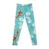 Active Pants Waterlily Koi In Turquoise Leggings Sports Woman Jogger Femme