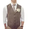 Wiejskie kamizelki pana młodego do wełny ślubnej Tweed Custom Made Slim Fit Mens Suit Vest Farm Dress Plus Plus SI215T