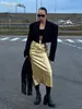 Kjolar clablive mode slim guld kvinnors kjol elegant chic hög midja midi streetwear vintage faldas kvinnliga kläder 2023 230720