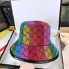 L-PG25 Luxe Designer Hoeden kleur mozaïek canvas Caps regenboog patchwork kroonlijst hat230t