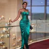 Элегантные зеленые платья выпускной вечеринки Aso Ebi возлюбленная в бисерея