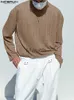 Men's T-Shirts INCERUN Fashion Men T Shirt Striped See rough One Long Sleeve Loose Korean Men Cloing 2023 Sexy Casual Tee Tops S5XL J230721