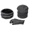 Un ensemble d'hommes femmes hiver chapeaux écharpes gants coton tricoté chapeau écharpe ensemble pour homme femme hiver accessoires 3 pièces chapeau écharpe304Y