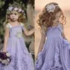 Dollcake Purple Flower Girl Sukienki Ruffle koronkowe tutu 2019 Boho Wedding vintage plaż