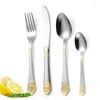 Ensembles de vaisselle nettoyage facile vaisselle de cuisine argent or couronne couverts antirouille ensemble en acier inoxydable plaqué Durable 75g