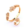 Crystal Flower Bangles Voor Vrouwen Rose Goud Zilver Kleur Crystal Manchet Armbanden Bloemen Ringen Vriendin Gifts3156