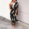 Sukienki imprezowe Kobiety luźne ramię w talii nadruk długa sukienka moda maxi szata vestido elegancka spódnica femme seksowna plażowa odzież lato