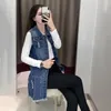 Vrouwen Vesten 6XL Big Size Denim Vest Vrouwelijke 2023 Lente Herfst Vest Mid-Lengte Koreaanse Casual Mouwloze Jeans jas