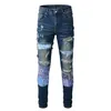 Heren Jeans Designe Jeans Voor Man Street Fashion Merk Retro Gescheurde Vouw Stiksels Mannen Motorrijden Slim Fit Gewassen Motocycle De344G