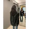 Women's Leather Cool Street-style Oversize Suit Jacket For Women In Spring Autumn Featuring PU Loose Fit Chic Moto Style