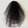 Whole-Layer 3 Black Ivory White Ribbon Edge Wedding Veils Elbow Length Bridal Veil with Comb lace ball gown wedding dresses253u