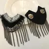 Brooches Handmade Fashion Women Clothes Decoration Accessories/kpop Tassel Chain Black Fur Epaulets /epaulettes/escapulario