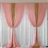 2021 Summer Style 3m by 6m Wedding Decor White Curtain Blush Pink Ice Silk Gold Sequin Drape Bakgrund Födelsedagsfest Dekoration316q