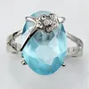 Jewelryr Jade Ring intero cielo blu Zirconia fiore argento placcato fiore anello di cristallo # 7 8 9 309E