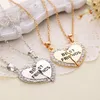 Whole- 1 Set Friend Collar Colgante Corazón Plata Rhinestone BFF Amistad Media persona Collar para Hombres Mujeres Moda 328I